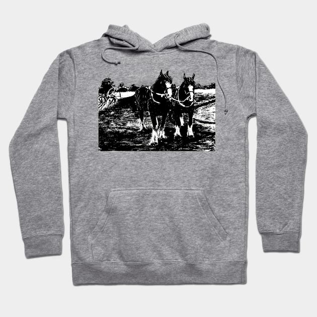 Plough Horses Hoodie by Jaana Day